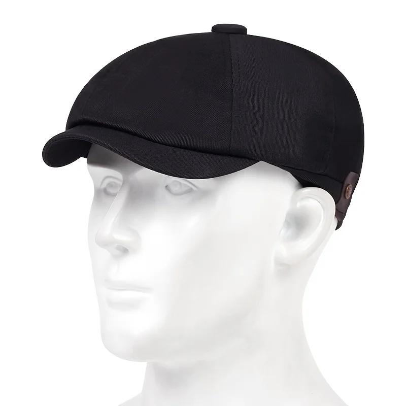 Men Light Panel Solid Color Newsboy Hat Spring Autumn Retro Beret Hat Casual Hats Octagonal Cap Hip Hop Berets