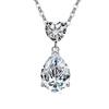Jewelry Temperament Warm Sun Water Drop Necklace Ice Flower Cut Zirconium Platinum Plated 925 Silver Pendant Necklace