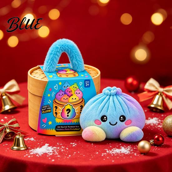 Educational Pretend Play Toy Big Mystery Dumpling Plush Toy, Cute Stuffed Steamed Bun Pillow, Soft Kawaii Food Cuddly Desktop Decor Ornament