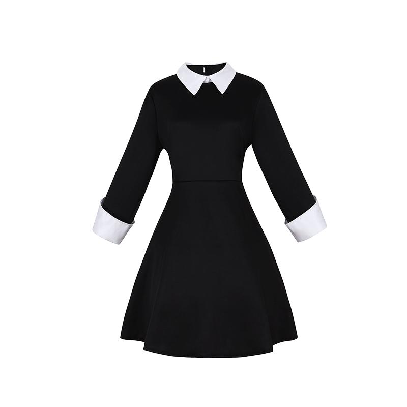 Anime Wednesday Addams Family Cosplay Costume Dress Kids Girl Wednesday Cosplay Costume Black Gothic Family Cotume
