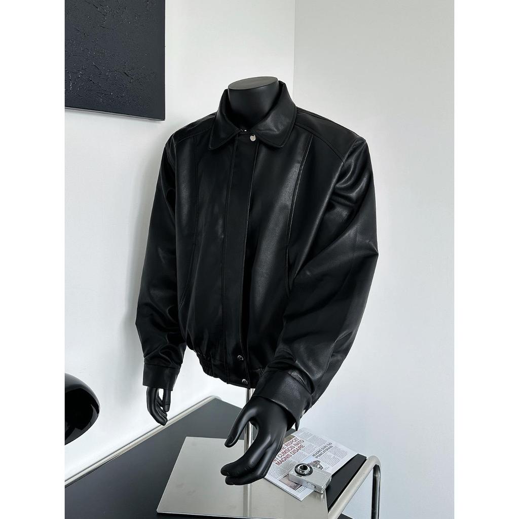 Men's Retro Loose Plaid Reversible PU Leather Jacket - Trendy American Spring/Autumn Outerwear