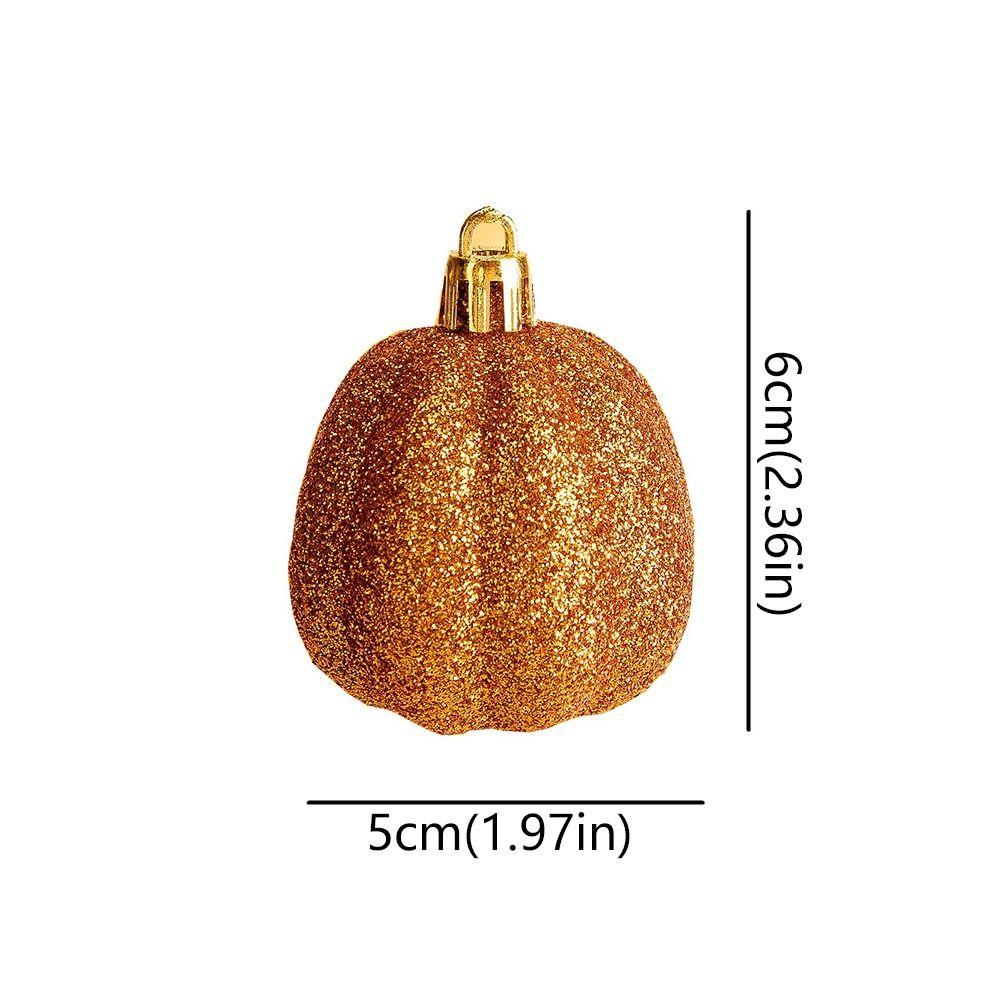 12pcs Plastic Pumpkin Hanging Ornaments Shining Thanksgiving Festival Decorative  Home Decoration