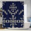 White Floral Shower Curtain Dark Navy Blue Polyester Waterproof Bath Decorative Home Accessories Decoration