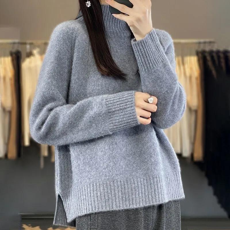 Autumn and Winter Large Size Loose All-match Western Turtleneck Knitted Sweater Sweater Jacket To Keep Warm