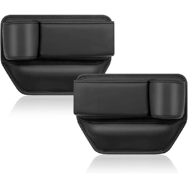 2PCS Car Seat Gap Filler Organizer with Car Cup Holder,Leather Car Side Seat Gap Filler Keeps Car Interior Tidy,Multifunctional Universal Car Front