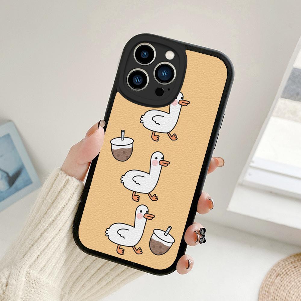 Huse de telefon cu pictură în ulei de rață de desene animate pentru Iphone 14 13 11 12 Pro MAX 13 12 MiNi 7 8plus 14 13 11PRO X XS 12 11 XR Huse din piele de miel