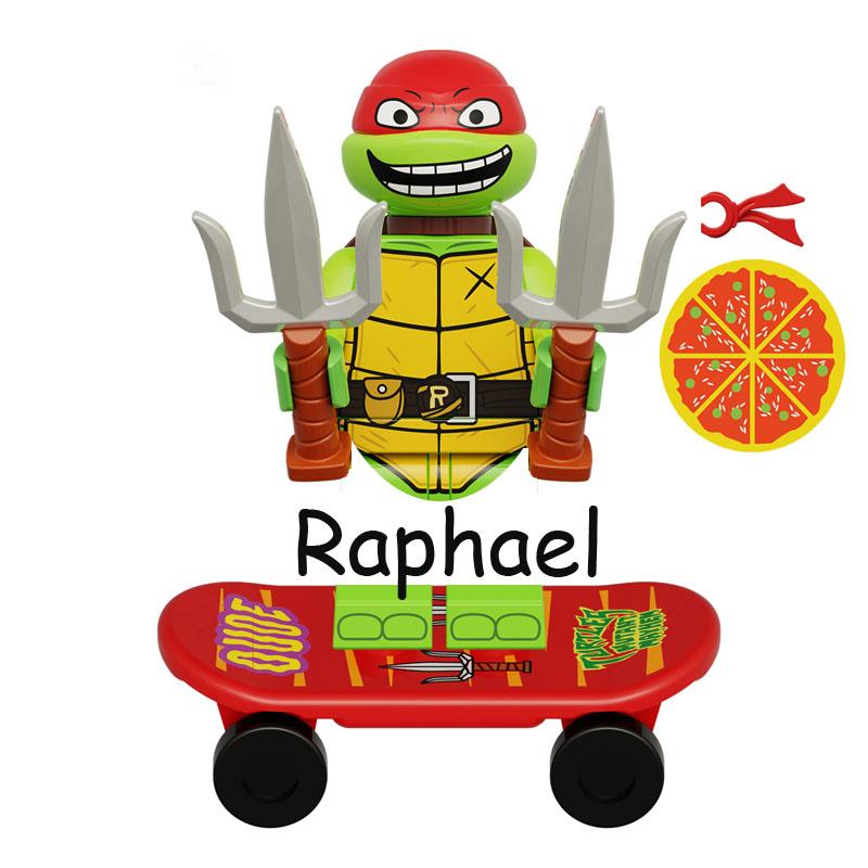 Promotions!!! Ninja Turtles Shredder Splinter Michelangelo With Pizzas Model Action Figure Blocks Construction Toys for Children