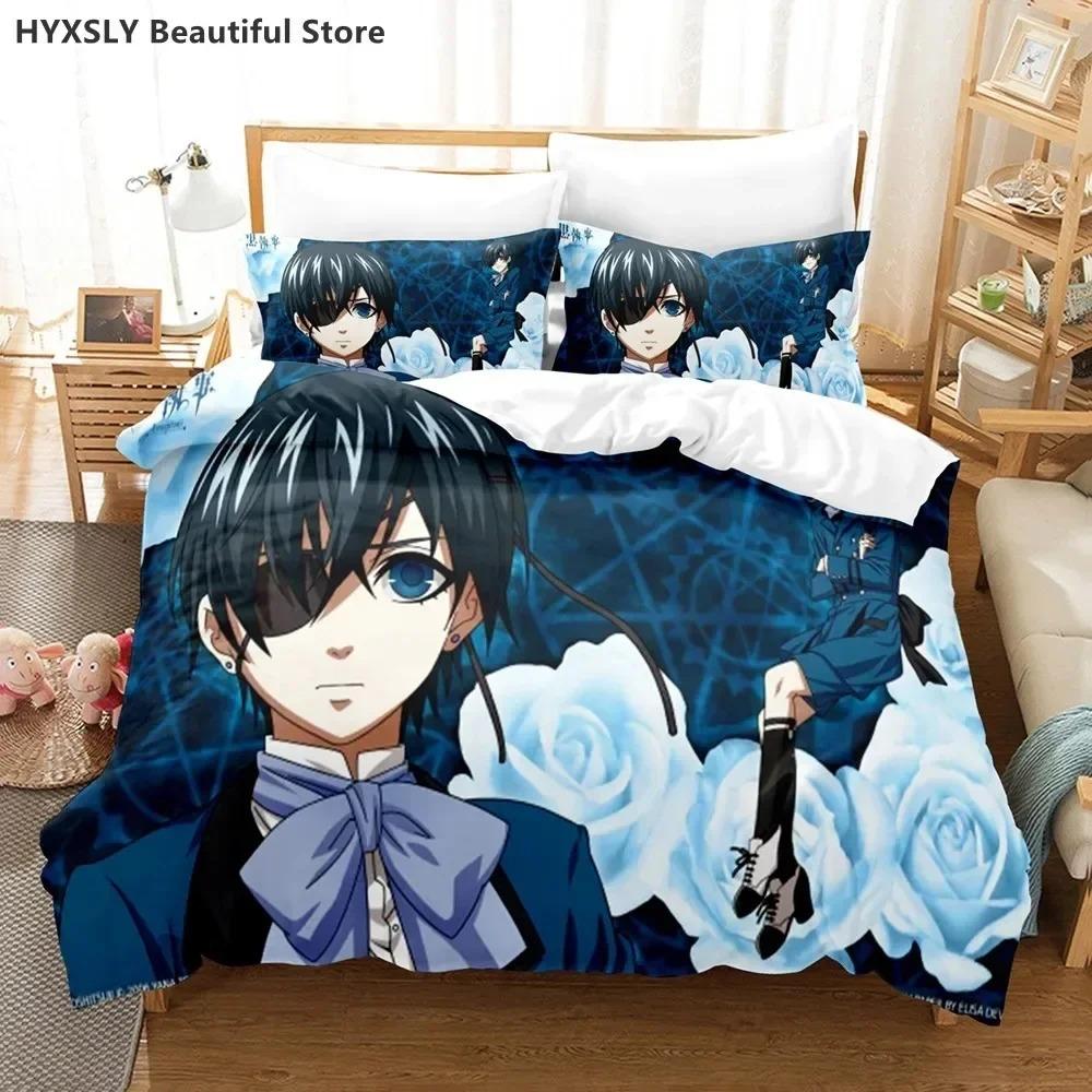 Black Butler Anime Bedding Set Duvet CoverPillowcases Single Twin Full Queen King Kids Teens 3D Duvet Cover Sets Bed Linen