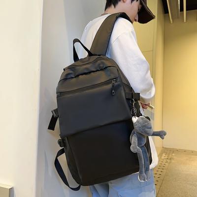 Large Capacity Solid Color Backpack Travel Bag Middle School Student Schoolbag