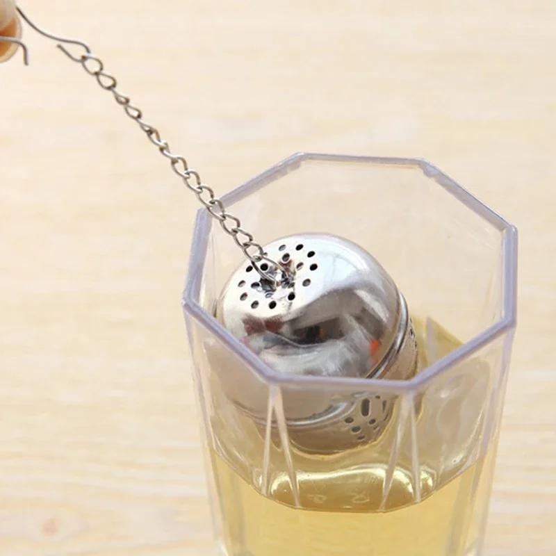 Ball Shape Mesh Filter Strainer With Hook And Rope Chain For Loose Tea Leaf And Spice, Home Kitchen Tool, Stainless Steel