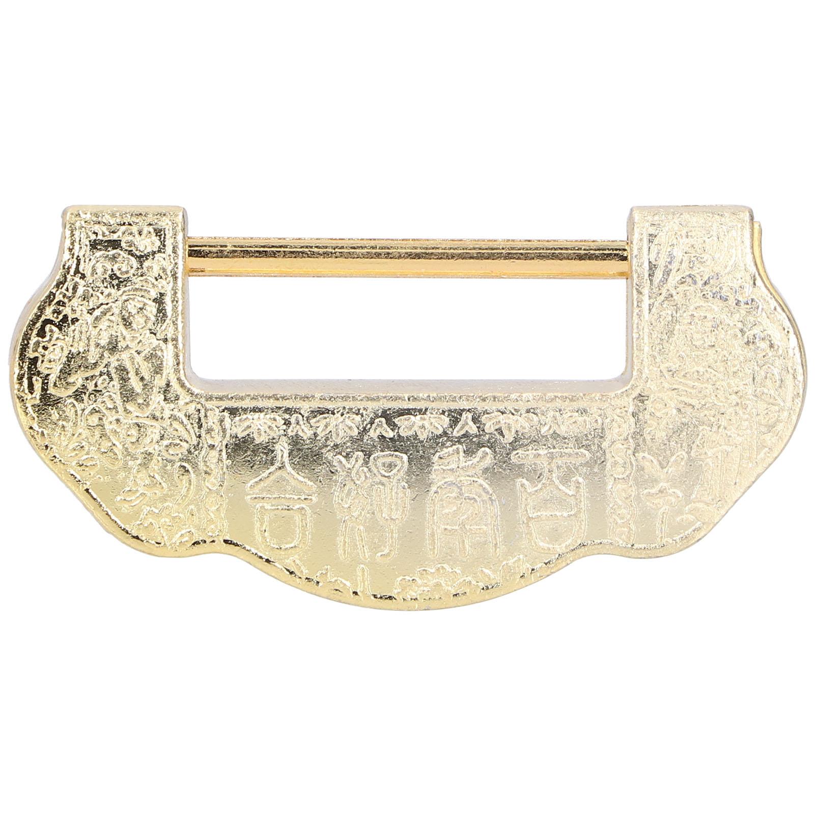 

Chinese Carved Lock Set Ming Qing Dynasty Antique Brass Padlock for Cabinet Jewelry BoxBrass Color