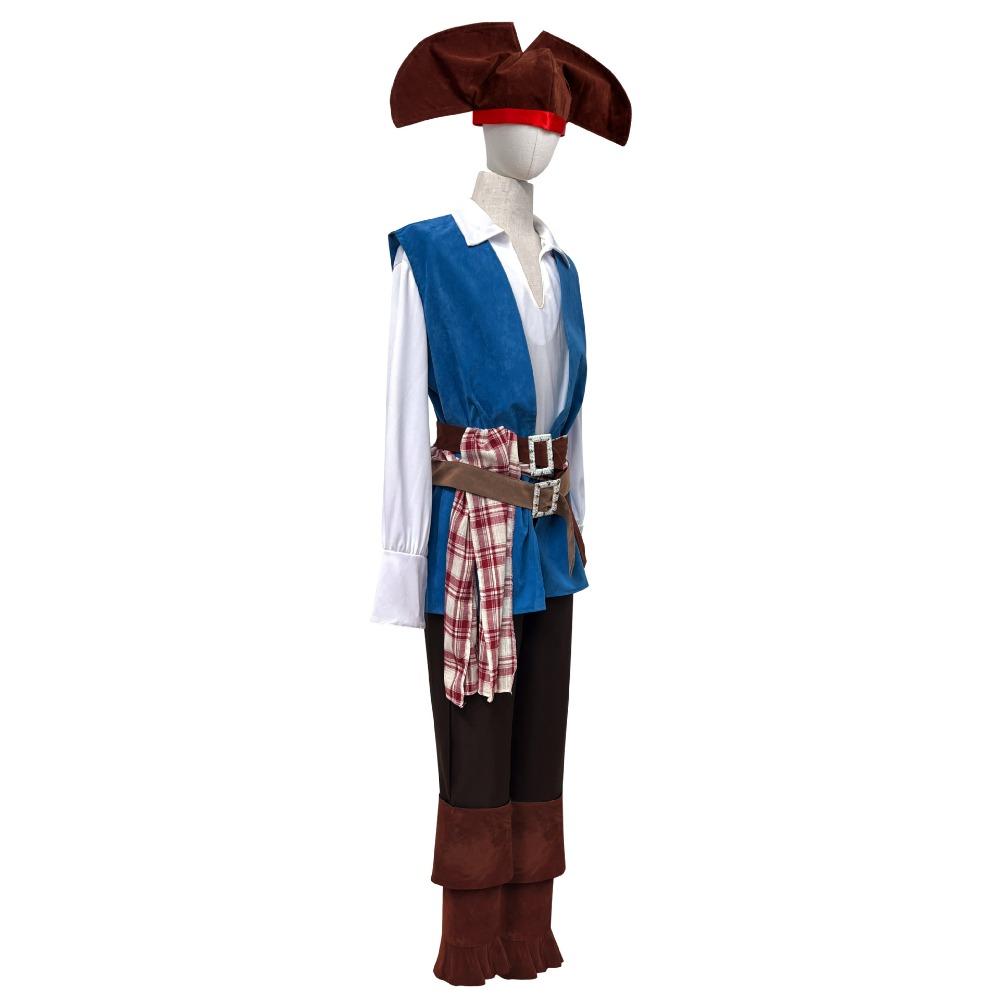Costume Cosplay Capitano Pirata Vichingo Marinaio Caraibico Halloween Gioco Ruolo Uniforme