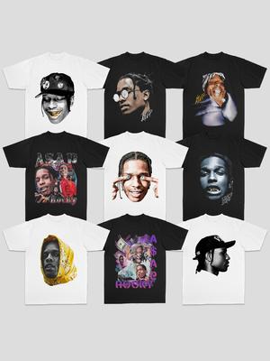 ASAP Hip Hop Rap Rap American Street Print Loose Breathable Crew Neck T-shirt Summer New Men's and Women's Streetwear