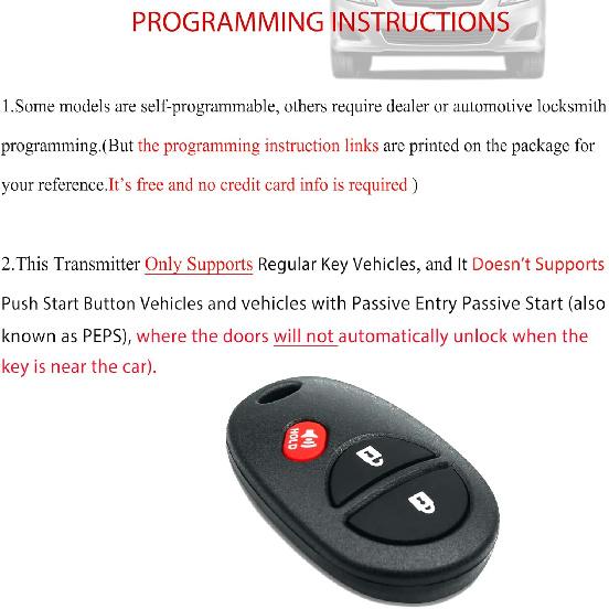 MechanMagic Key Fob Remote Replacement Fits for Toyota Tundra Tacoma Sienna Sequoia Highlander 2007 2008 2009 2010 2011 2012 2013 GQ43VT20T Keyless