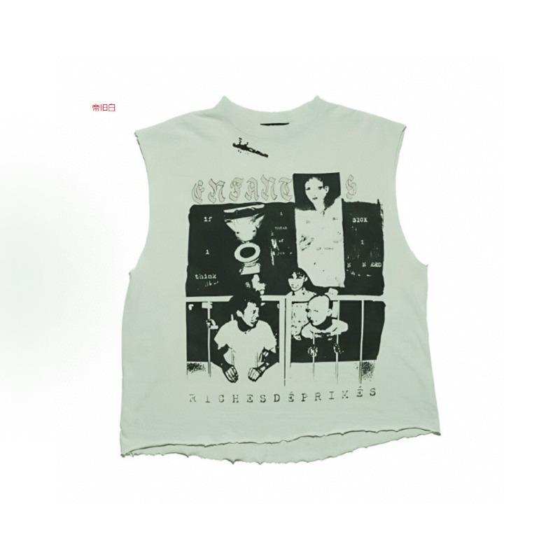 Letter printing retro portrait American tide brand loose men's and women's casual short-sleeved T-shirt tide