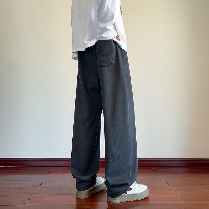 TANGSHI 2025 Autumn Winter Men's Knitted Side Label Loose Straight Casual Pants