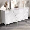 Modern sideboard with 3D curved doors, handleless design, living room hallway storage, made of PB and MDF, metal legs