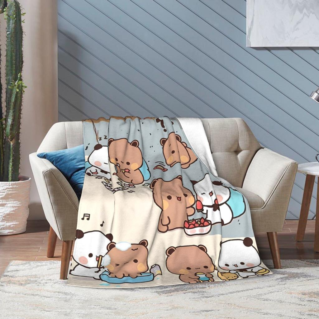 Bubu Dudu Throw Blanket for Couch Soft Cozy Plush Blanket Kawaill Couple Bears 50x60 Inches Multi-size Bedspread for All Seasons