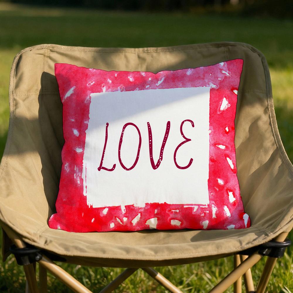 Valentine Red Heart Cushion Cover Soft Reversible  Durable Pillow Cover  MultiScene Use for Home  Car Daily Comfort