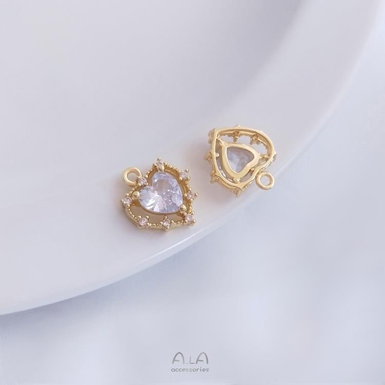 

14k Gold-Filled Scalloped Heart Pendant with Color-Preserving Micro-Paved Zirconia for DIY Necklace Making