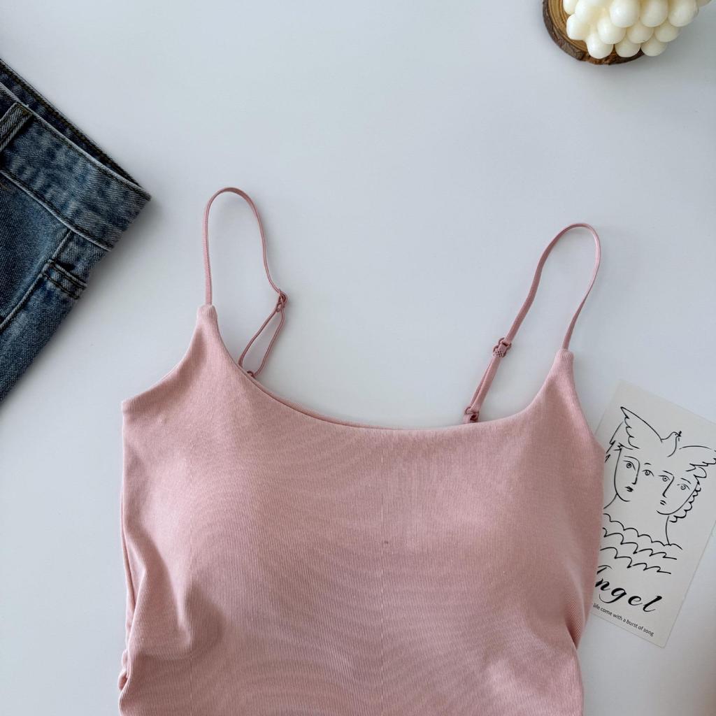 Pleated Slimming Tank Top with Chest Pad – Breathable Women's Casual Bandeau Top