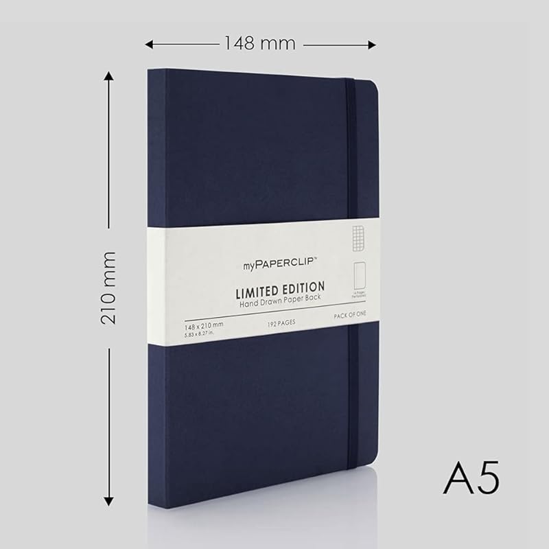 

myPAPERCLIP Limited Edition Notebook | Hand Drawn Paper Back | Notebook For Gifting | 192 (176 Checked + 16 Perforated) 5