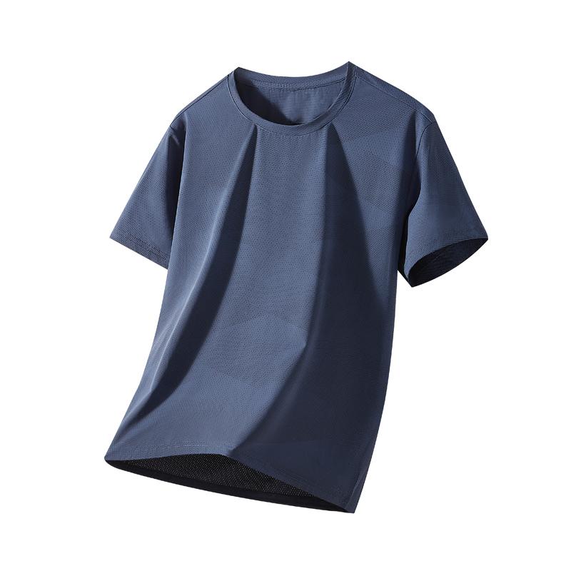 Ice Silk T-shirt Men's Ice Silk Large Size Round Neck T-shirt Men's Casual Sports T-shirt Cool Feeling Men's Plus Size