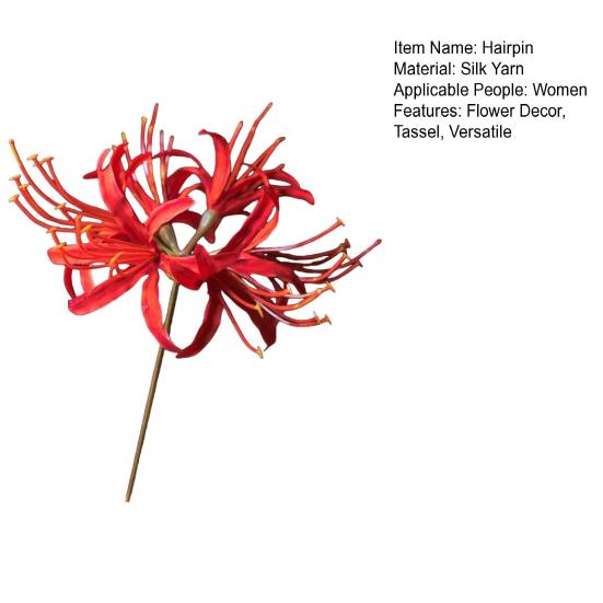 Hairpin Ancient Chinese Hanfu Inspired Simulated Flower Hairpin with Tassel Design Thick Curly Hair Wedding Accessory