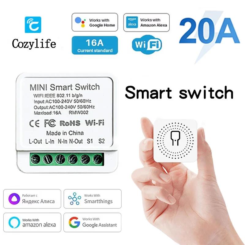 Comutator Inteligent WiFi 16A/20A Timer Disjunctor Control Bidirecțional Yandex Alice Alexa Google Home APP Control Vocal Releu de Automatizare