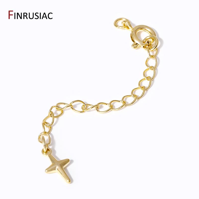 14K Gold Plated Extension Chain With Lobster Clasps End Extension Tail Chain Connector For DIY Bracelet Necklace Making Findings