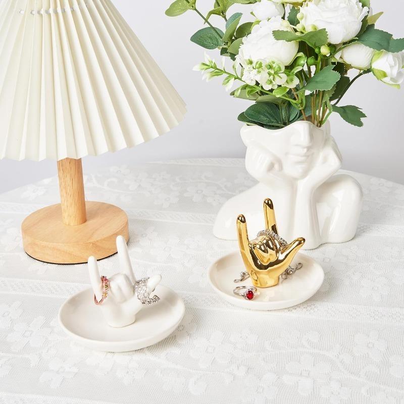 1 stk Jeg elsker deg Håndform Ringholder Bryllup Forlovelsesring Skål, Smykkeskålholder Gaver til Kvinner Hennes Bursdag Jul Valentinsdag