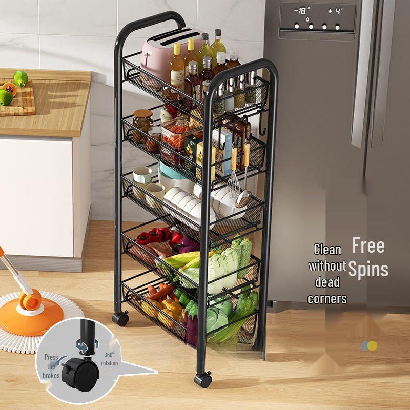 Multi-Layer Movable Kitchen Rack: Floor-Standing Storage Cart for Fruits & Vegetables