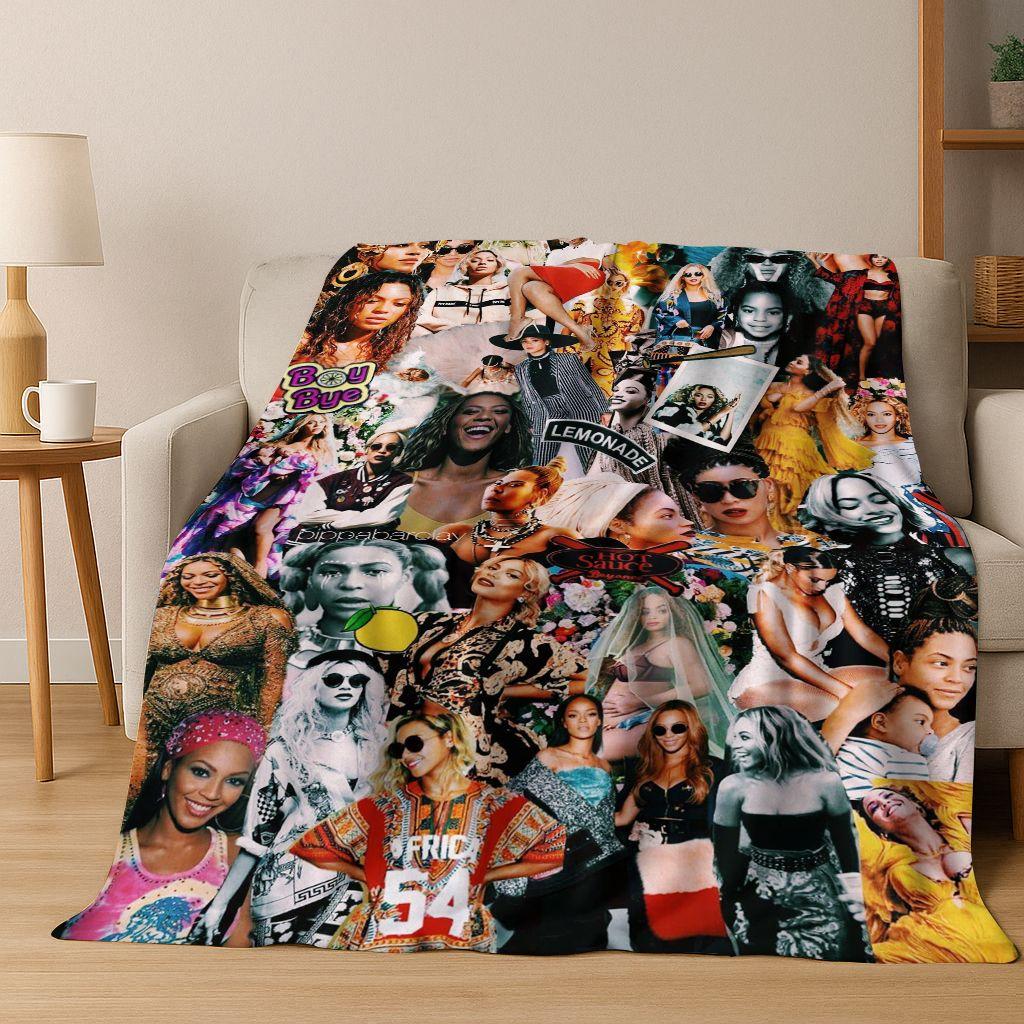 Moderne Popmusik Beyonce Kunst Flanelldecke, Gemütliche Weiche Überwurfdecke für Zuhause Schlafzimmer Bett Sofa Picknick Büro Abdeckung Geschenk Kind