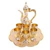 Vintage Turkish Tea Set Multifunctional Zinc Alloy Tea Pot Cups Set with Tea Tray for Party