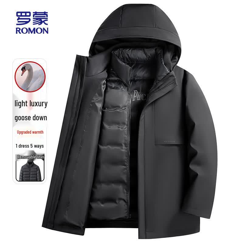 ROMON Men s Mid-Length Thick Goose Down Jacket 180
