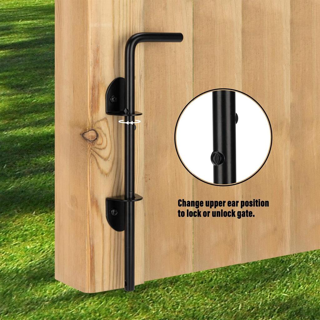 Gate Latch for Wooden Fence 12 Inch Heavy Duty Lock Hinges Gate Ground Latch for Pool Trailer Farm Child Boat Garden