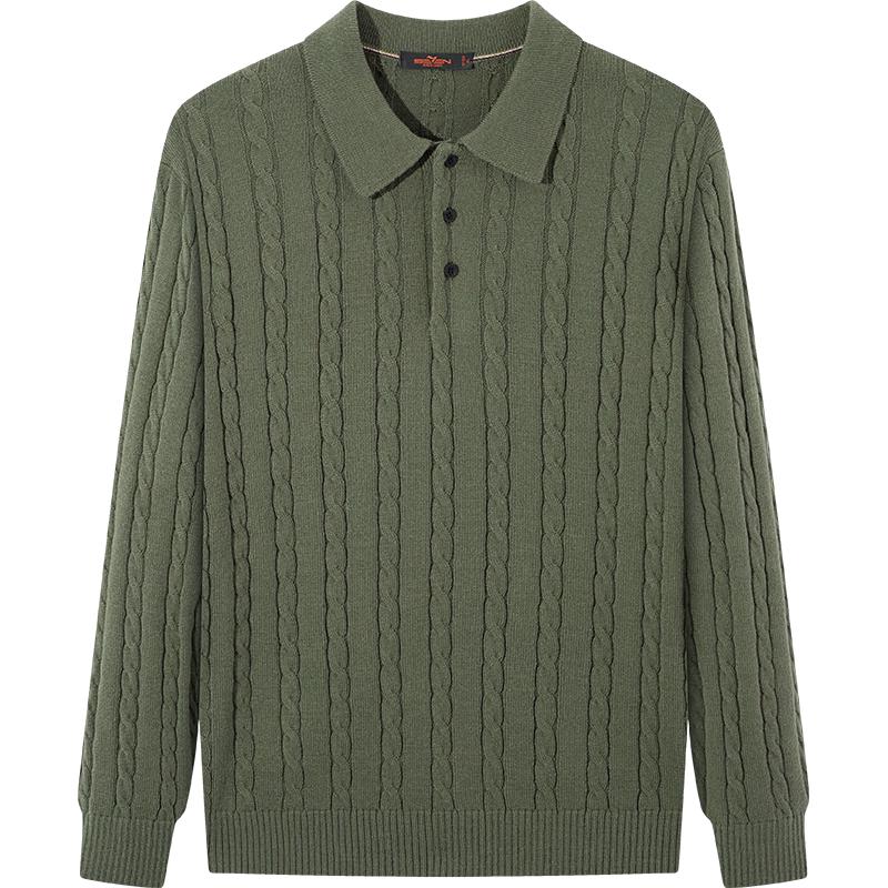 

SEVEN Men s Wool Blend Cable Knit Polo Sweater L