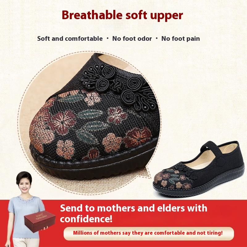 Stoffschuhe Weiche Sohle Damenschuhe Mittelalterliche und ältere Rutschfeste Einzelne Schuhe Alte Dame Sommer Ältere Damenschuhe