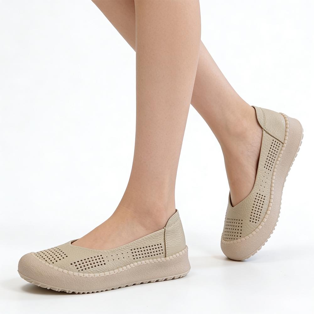 Genuine Leather Women Loafers Slip On Flats Cowhide Comfortable Soft Casual Shoes Daily Wear Black Beige Yellow Plus Size 41