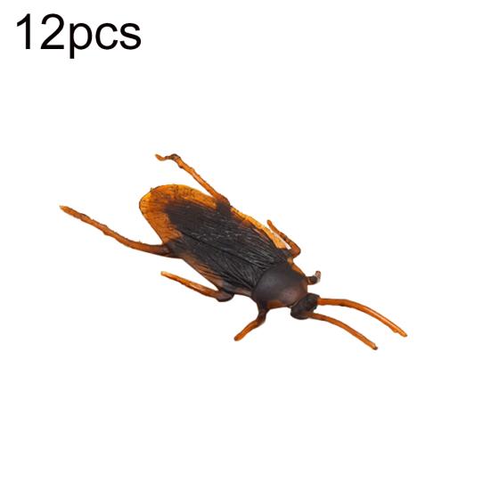 12Pcs Funny Plastic Simulation Cockroach Bug Fly Trick Toy Halloween Party Props