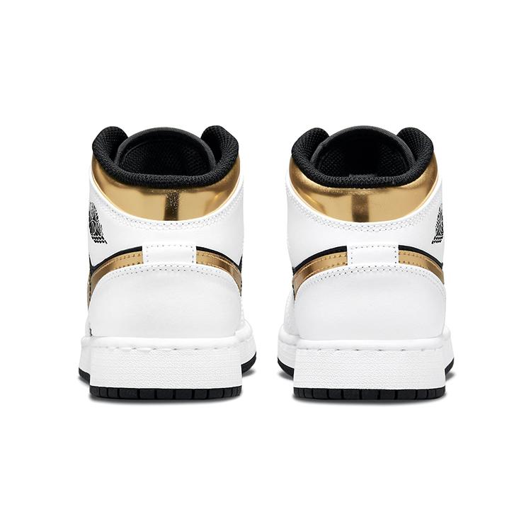 New Jordan 1 Mid White Gold Black GS 554725-190