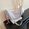 Bolso de Lona a Cuadros para Mujer, Bolso de Hombro Versátil Pequeño y Fresco Bordado, Bolsos Cruzados de Gran Capacidad para el Trabajo