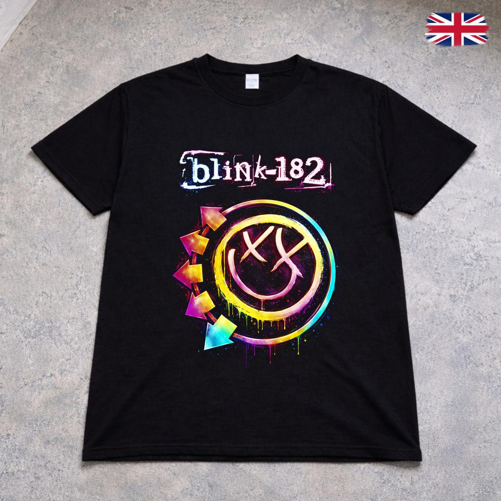 Blink 182 T Shirt Neon Logo Punk Rock Band Tee Adults Kids Black