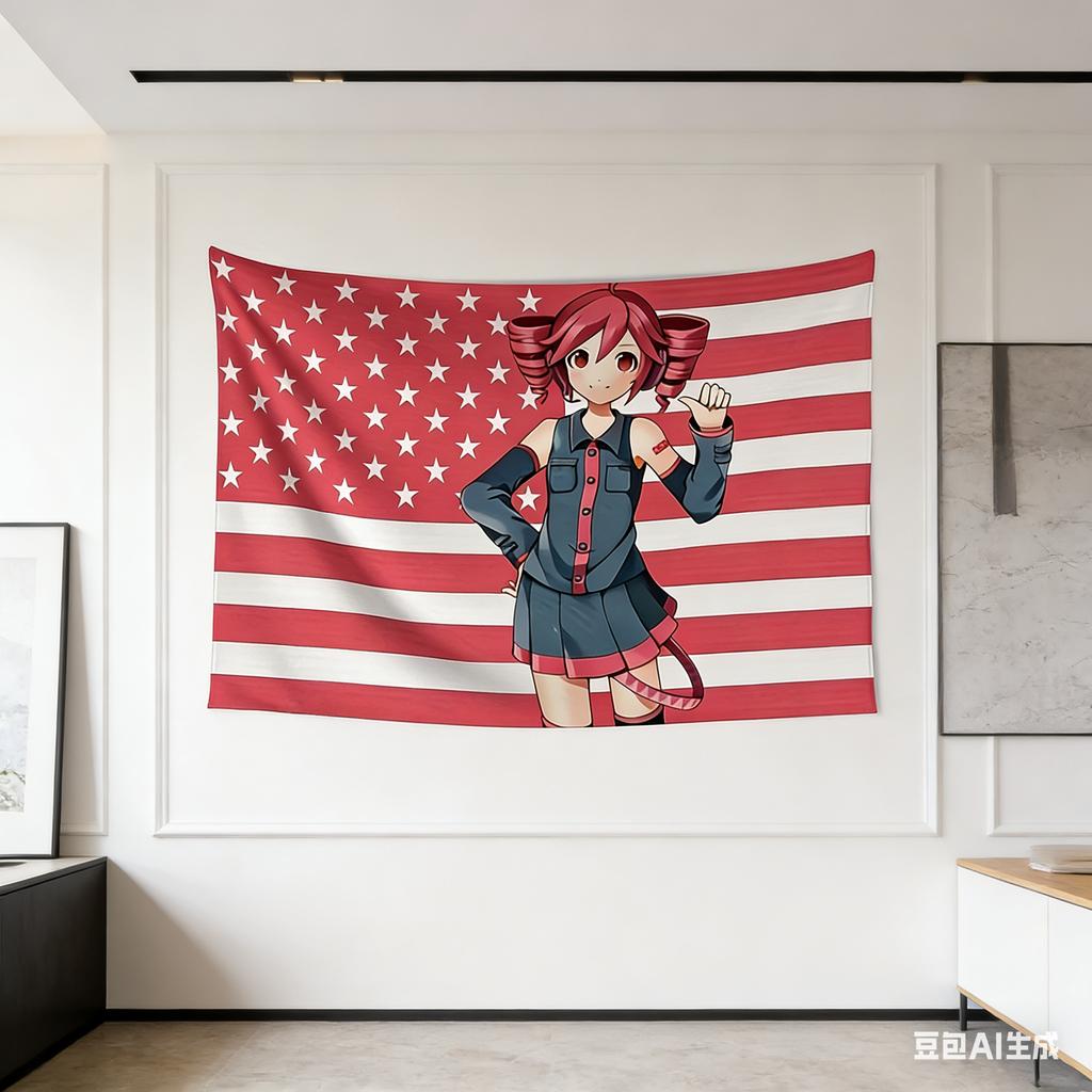 1pc Kasane Teto USA Flag Tapestry Polyester 2D Wall Art AllSeason Bedroom Living Room Wall Decor Vocal Synth Fan Aesthetic P