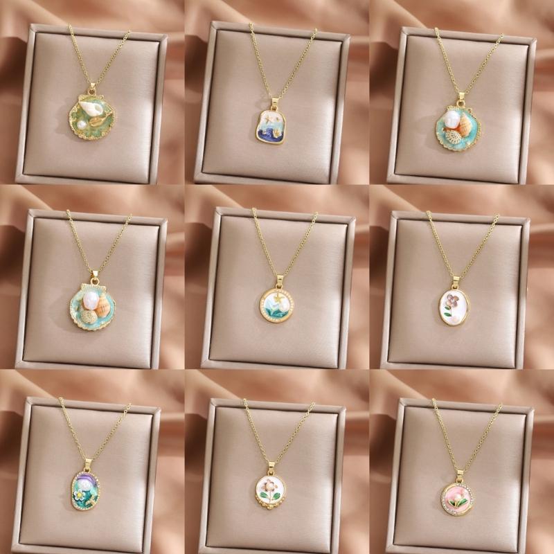 Artistic Blossomy Bivalve Charm Necklace 10 Artisanal Designs Additional Metal Mixture Jewelry Perfect For Gifting Instances