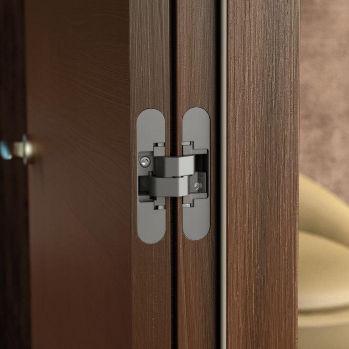 Charnières invisibles - EMUCA - Lot de 2 - Charge 60 kg - Ouverture 180° - Zamak gris métallisé