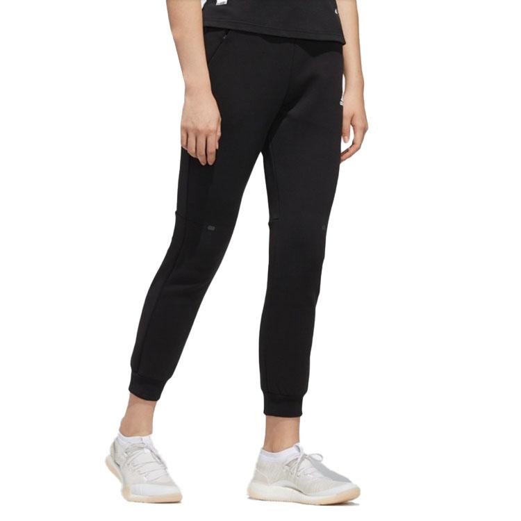 Adidas Neo Solid Color Casual Knitted Sports Pants Women Pants Black FU3910