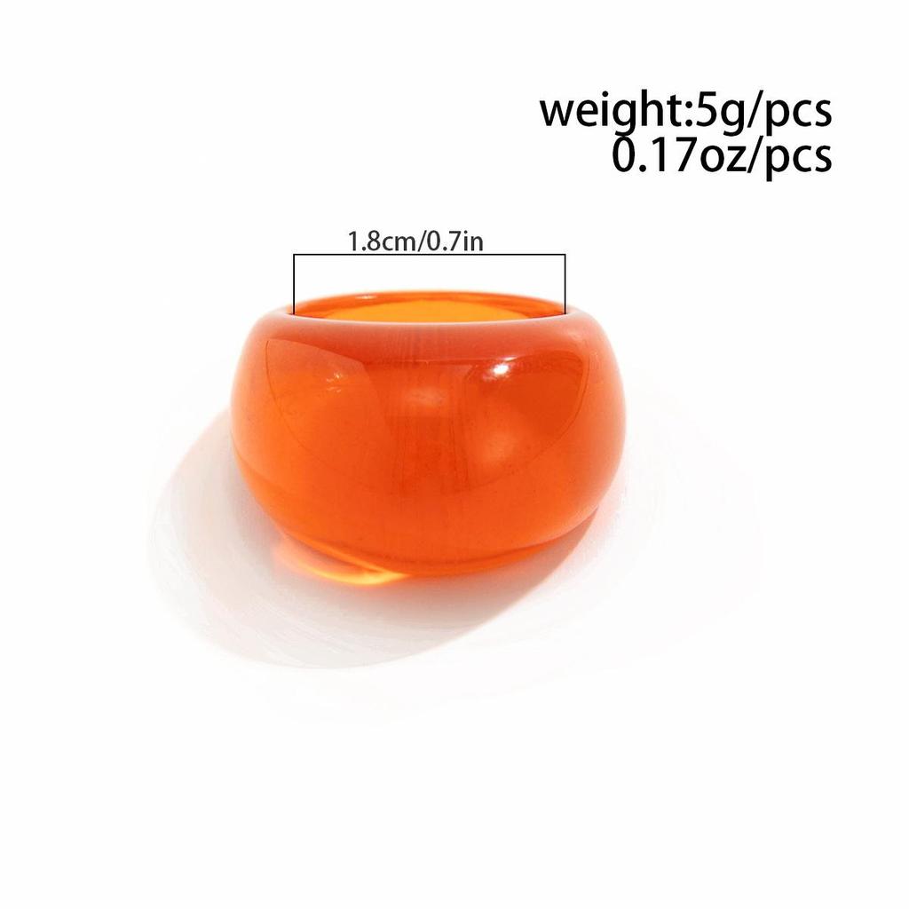 Korean Simple Transparent Color Resin Rings Niche Retro Stacked Curved Acrylic Geometric Oval Wide Ring Charm Trendy Irregular Fashion Jewelry
