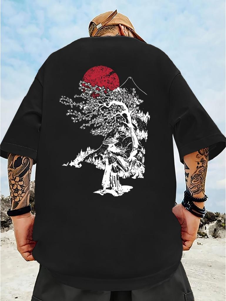 New Summer Japanesestyle Landscape Printed Tshirt  An Outdoor Fashionable Casual Sports and Breathable Mens Tshirt