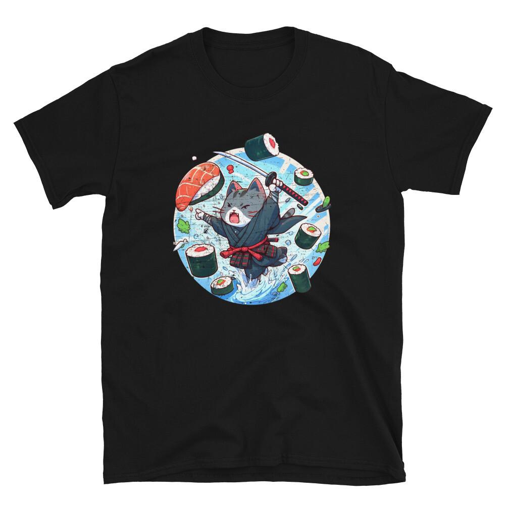Japanese syle cat loves sushi kawaii T-Shirt  Unisex T-Shirt XXL